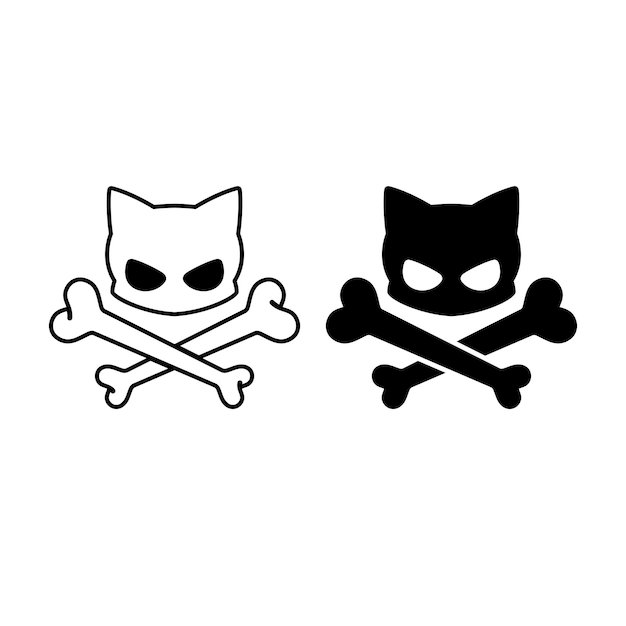 cat skull crossbones kitten cartoon halloween