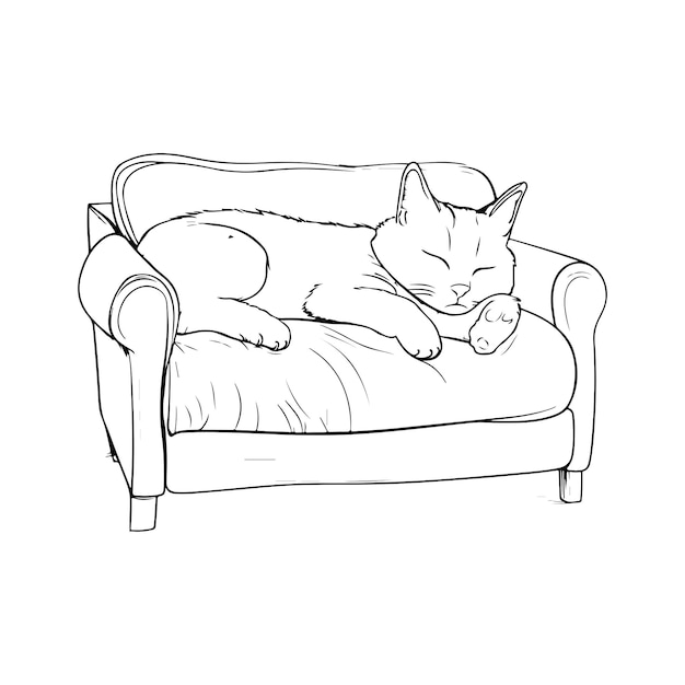 A cat sleeping on a couch with a bone in its mouth.