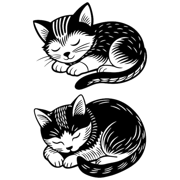 Cat sleeping silhouette Vector illustration