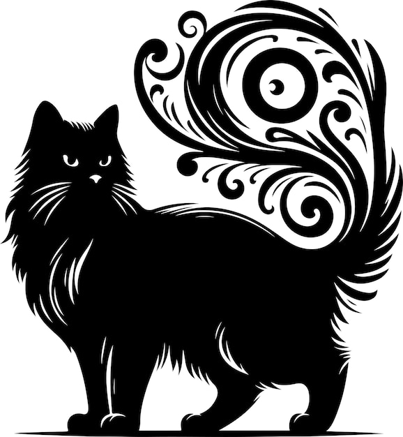 Cat Sotty black cat silhouette with vector illustration