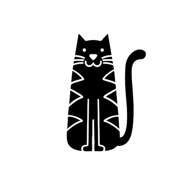 Cat Symbol Logo Decal Tribal Tattoo Design Stencil Vector Illustration