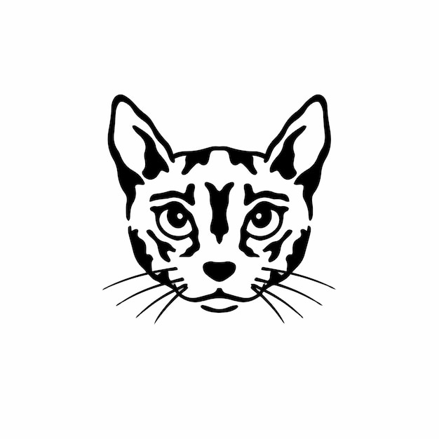 Cat Symbol Logo Tribal Tattoo Design Stencil Vector Illustration