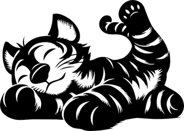 Cat Tigger slepping Silhouette Vector Images