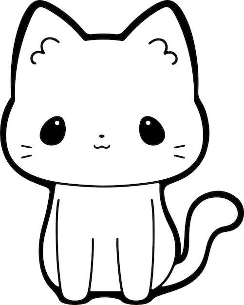 Cat vector illustration Black and white Cat coloring book or page for children