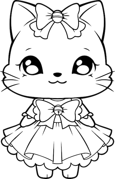 Cat vector illustration Black and white Cat coloring book or page for children