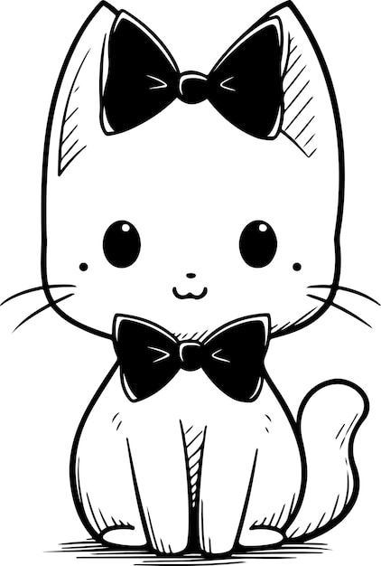 Cat vector illustration Black and white Cat coloring book or page for children