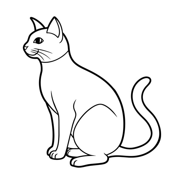 Cat vector illustration black and white cat outline