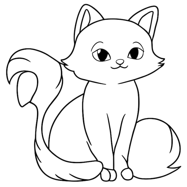 cat vector illustration line art