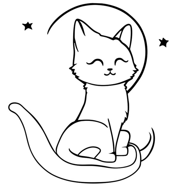 cat vector illustration line art