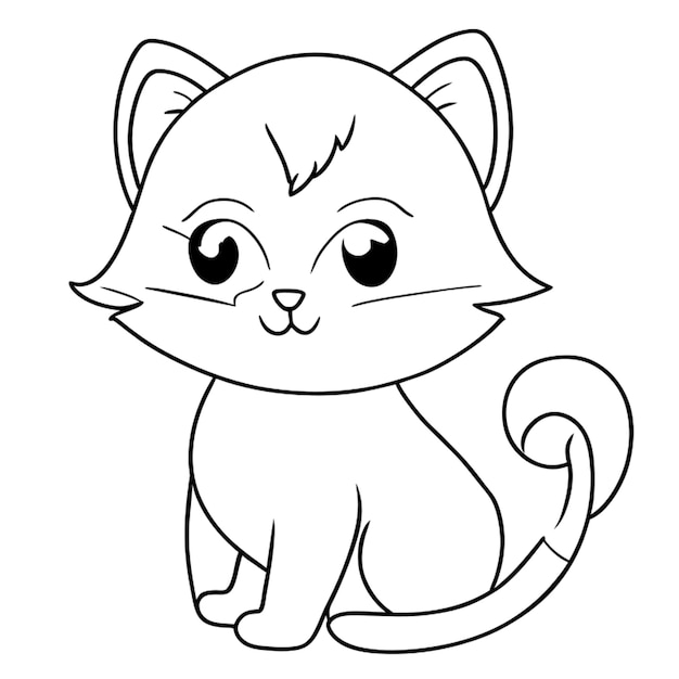 cat vector illustration line art