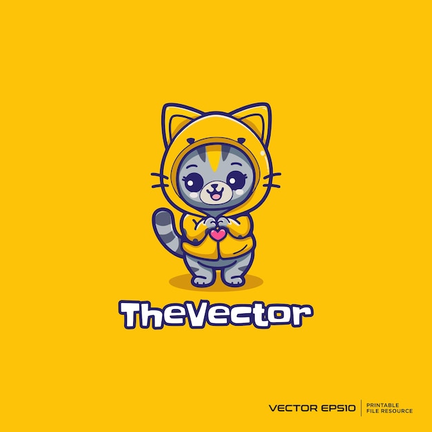 Vector cat wearing bee custom logo vector mascot character cartoon illustration eps10