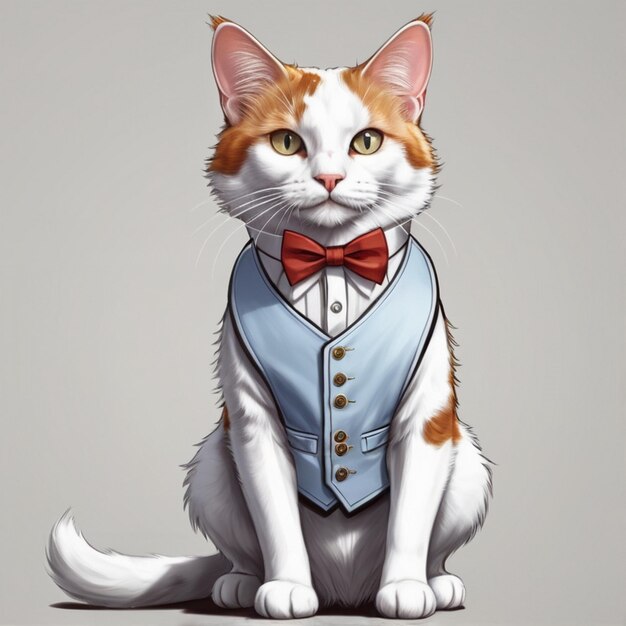 Vector a cat wearing a bow tie and a bow tie