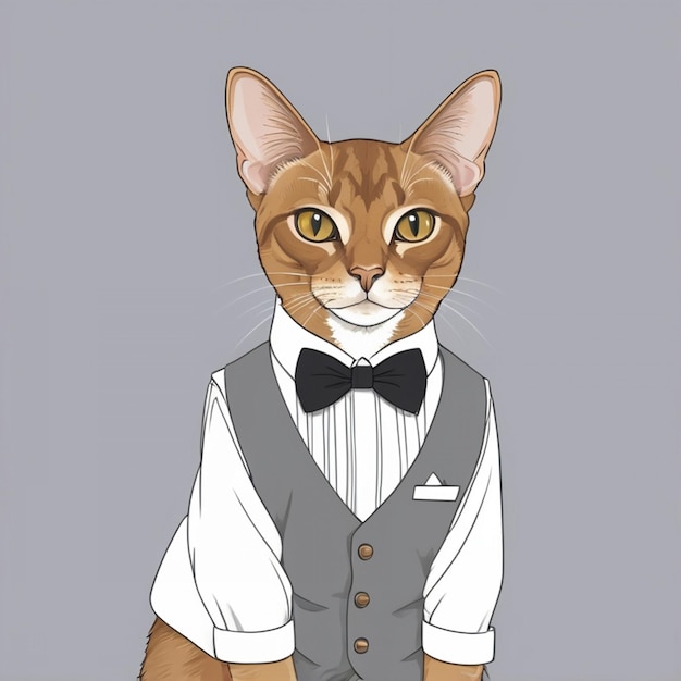 Vector a cat wearing a bow tie that says  a  on it