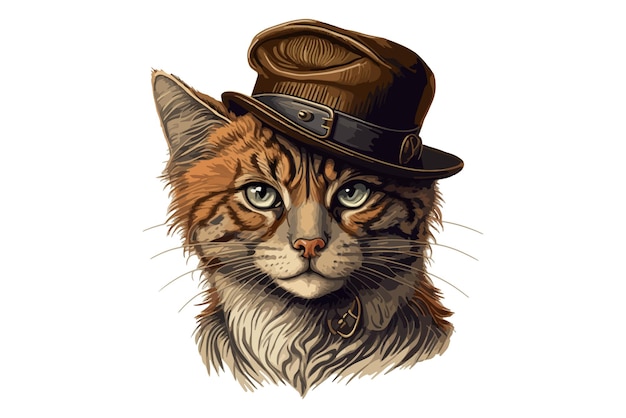 Cat Wearing a hat vector illustration