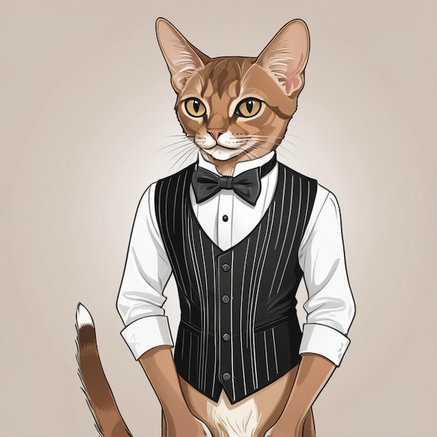 Vector a cat with a bow tie and a bow tie