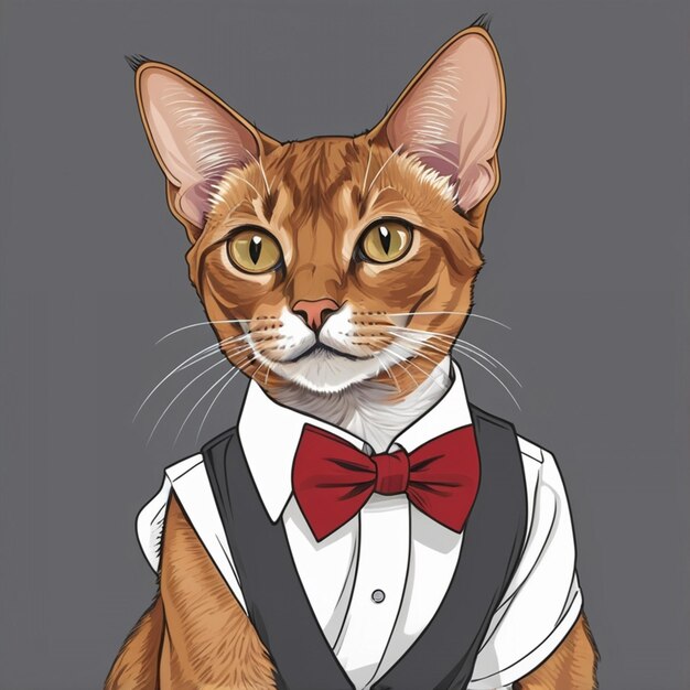 Vector a cat with a bow tie that says  the name