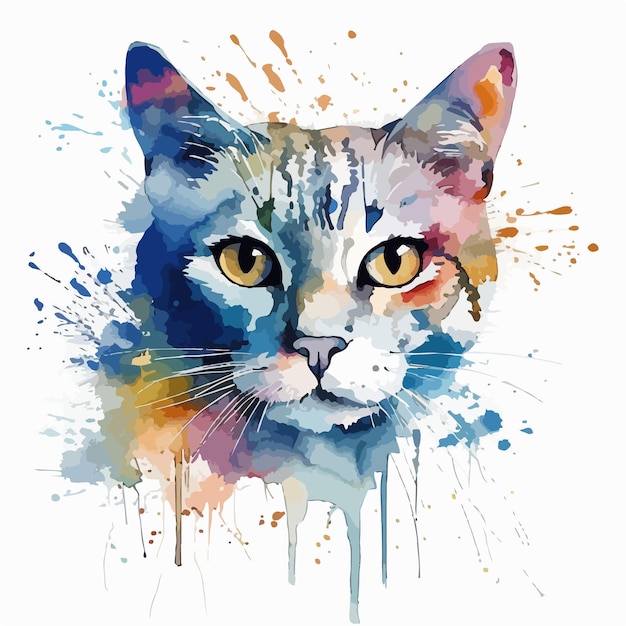 A cat with a colorful face and the word cat on it