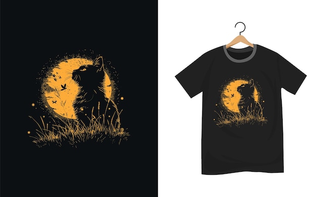 cat with flower t shirt design template