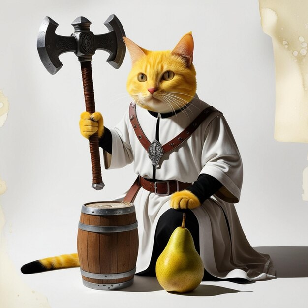 Vector a cat with a hammer and a hammer