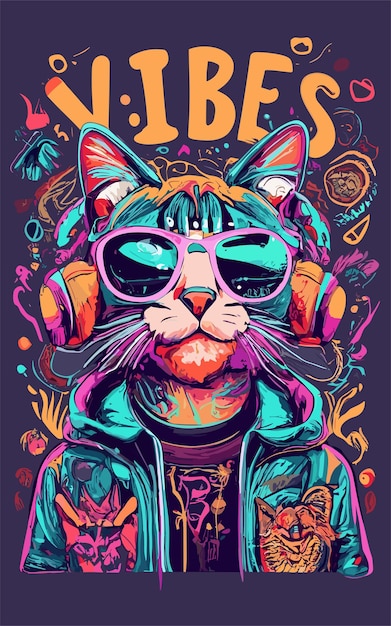 Cat with headphones