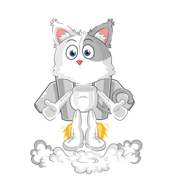 Cat with jetpack mascot cartoon vector