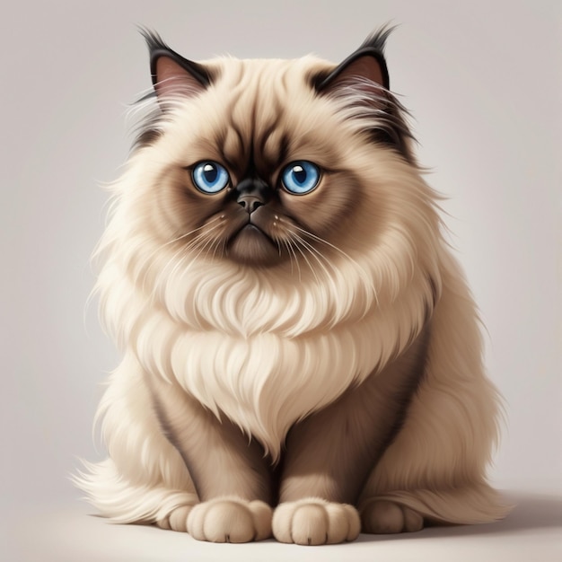 a cat with a long fur coat and a blue eye