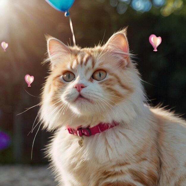 Vector a cat with a pink collar that says  happy birthday