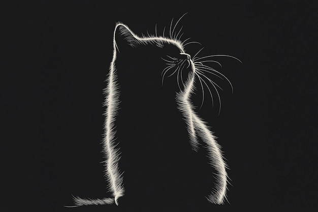 Vector a cat with a white whiskers and a black background