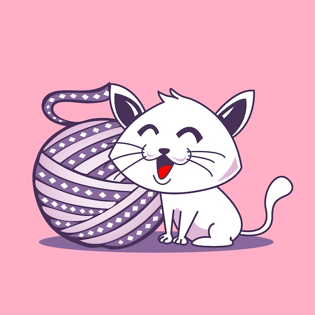 cat with yarn ball