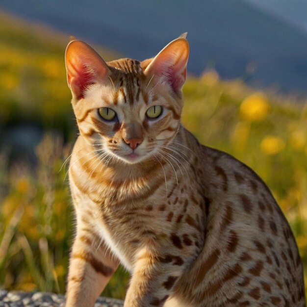 Vector a cat with a yellow eyes and a black and white pattern on its face