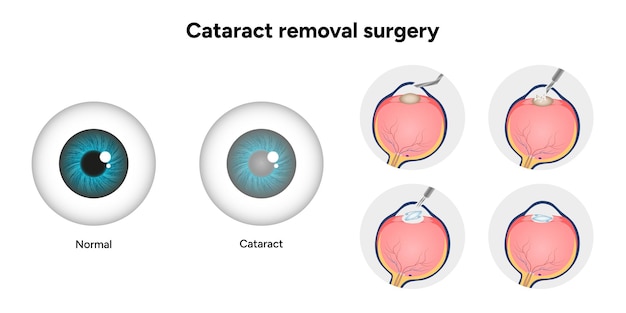 Vector cataract vision disorder problem and human eye