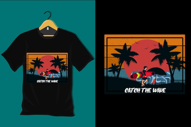 Catch the Wave Retro Vintage T Shirt Design