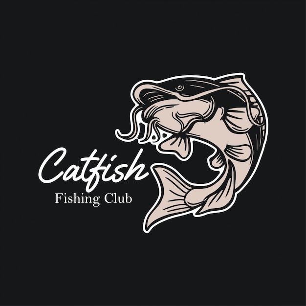 Catfish dishing club illustration in black