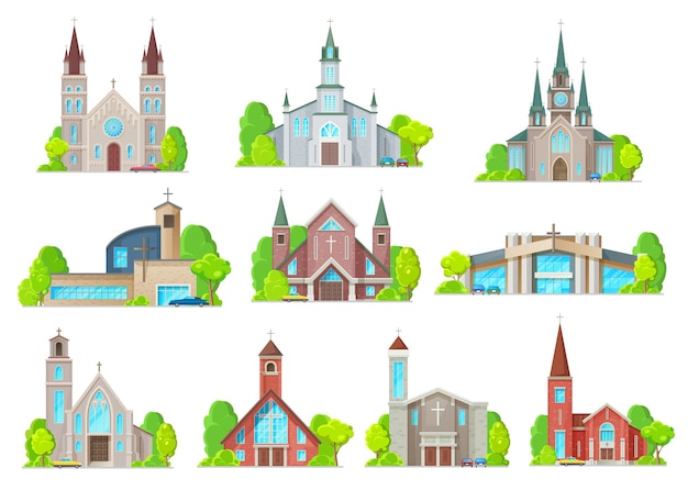 Catholic church buildings icons