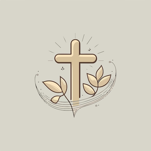 A catholic cross with leaves