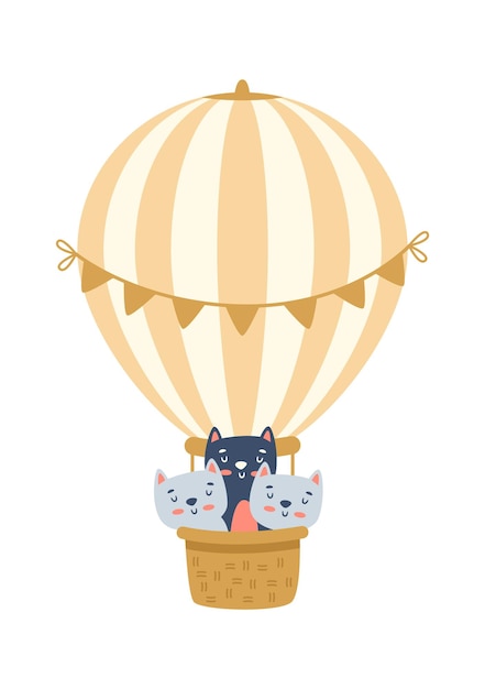 Cats In HotAir Balloon