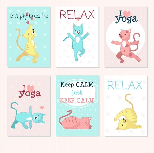 Cats yoga card set