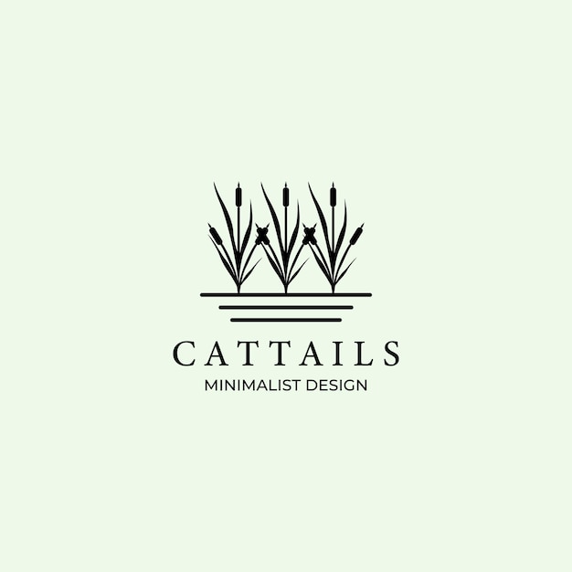 Cattails logo icon design minimalist vector illustration wave