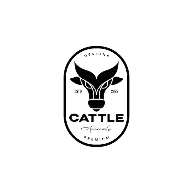 Cattle cow cattle black badge vintage logo design