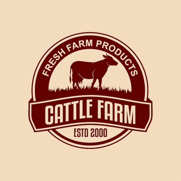 cattle farm logo emblem design suitable for a cow farm logo