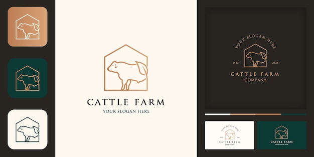 Cattle farm logo, modern vintage logo and business card