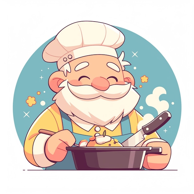 Caucasian Elderly Man Baking a Cake