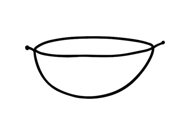 Cauldron with handles traditional Asian cast metal cauldron with a semicircular bottom for cooking doodle linear cartoon coloring