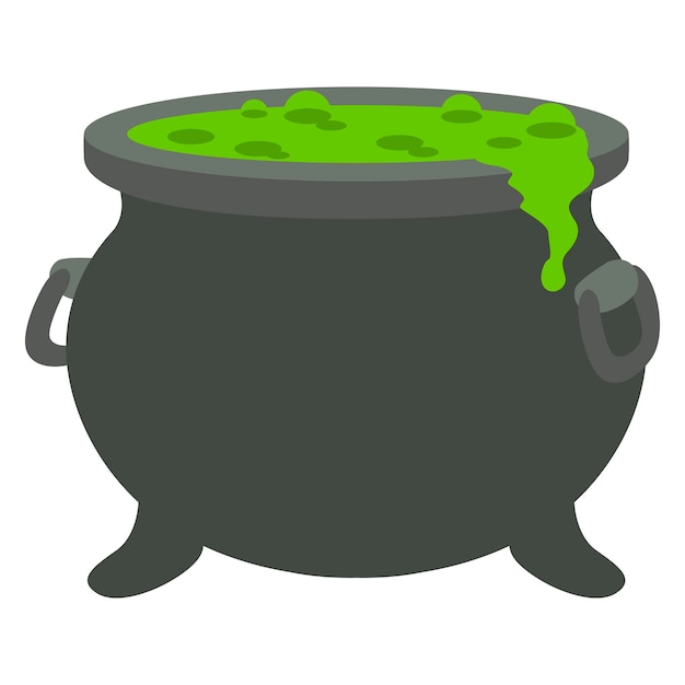 Cauldron with magic potion vector flat design