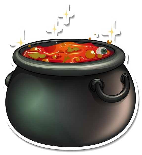 Cauldron with red potion cartoon sticker