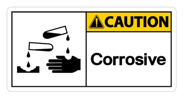 Vector caution corrosive symbol sign on white backgroundvector illustration