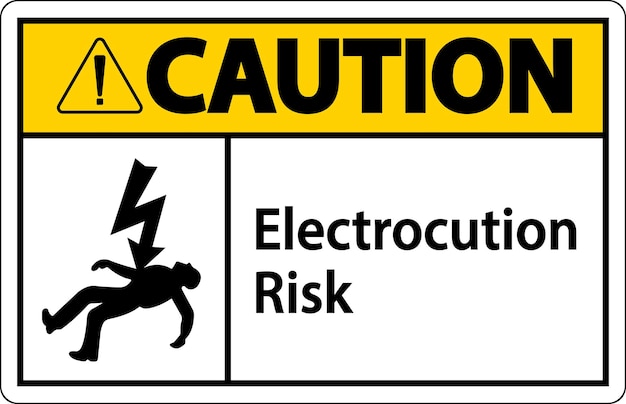 Caution Electrocution Risk Sign On White Background