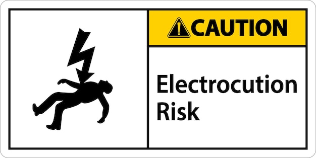 Vector caution electrocution risk sign on white background