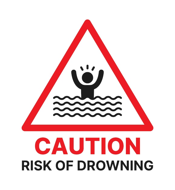 Caution risk of drowning icon sign. Vector illustration