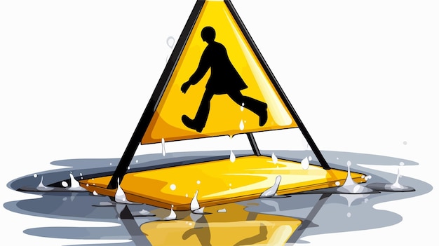 Vector caution sign warning of wet floor usage in professional settings